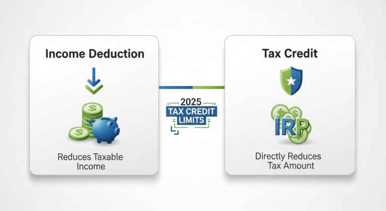 2025년 최신 한도와 소득공제와 세액공제 차이를 설명하는 추상적 그래픽