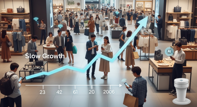 복잡한 시장 환경에서 희망적인 회복을 상징하는 현대적인 유통 환경 이미지