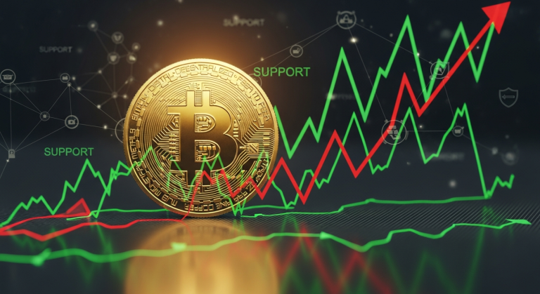 2025년 비트코인 시장 조정과 도약 준비 현황을상징하는 이미지