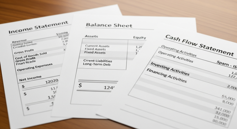 AI 분석을 위한 재무제표 3가지 핵심 구성 요소를 보여주는 문서 이미지