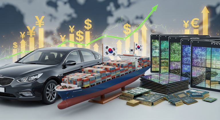 원화 약세가 수출기업에 긍정적인 영향을 주는 모습