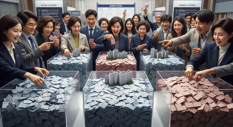 2026년 무순위청약의 추첨 방식을 상징적으로 표현한 이미지